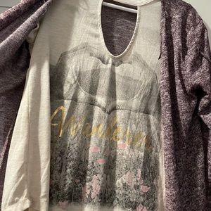 Shirt and cardigan set.